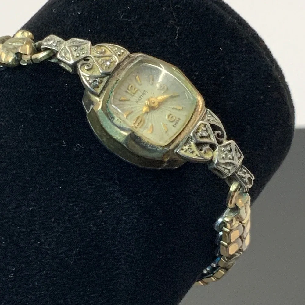 Vintage Baylor Swiss Cocktail Watch 10K RGP Bezel Parts Repair Art Deco Gold Ton
